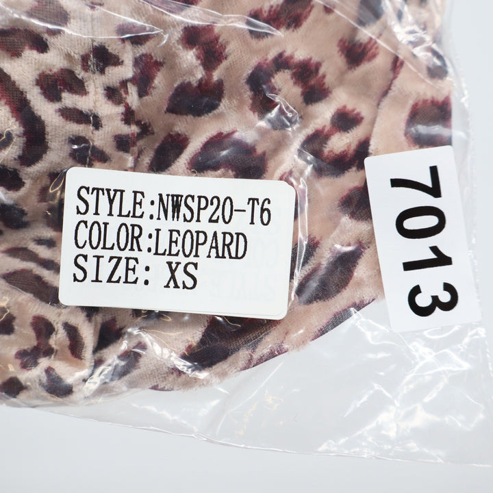 Naked Wardrobe The Statement Leopard Print Velvet Crop Top XS