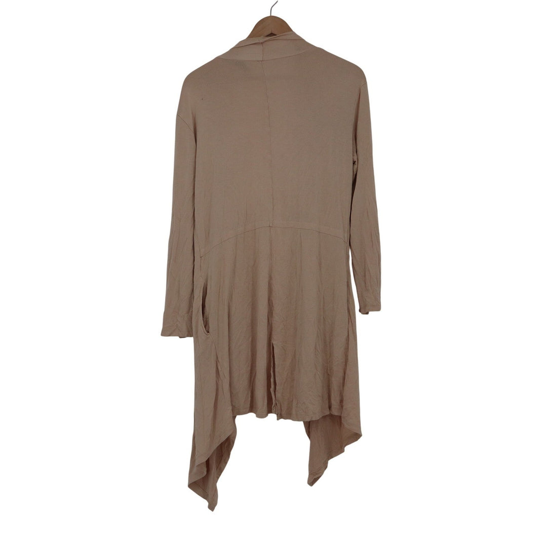 Silk Cotton Open Front Duster Cardigan Tan Long Waterfall Lightweight XL