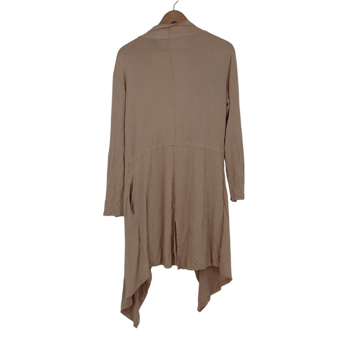 Silk Cotton Open Front Duster Cardigan Tan Long Waterfall Lightweight XL