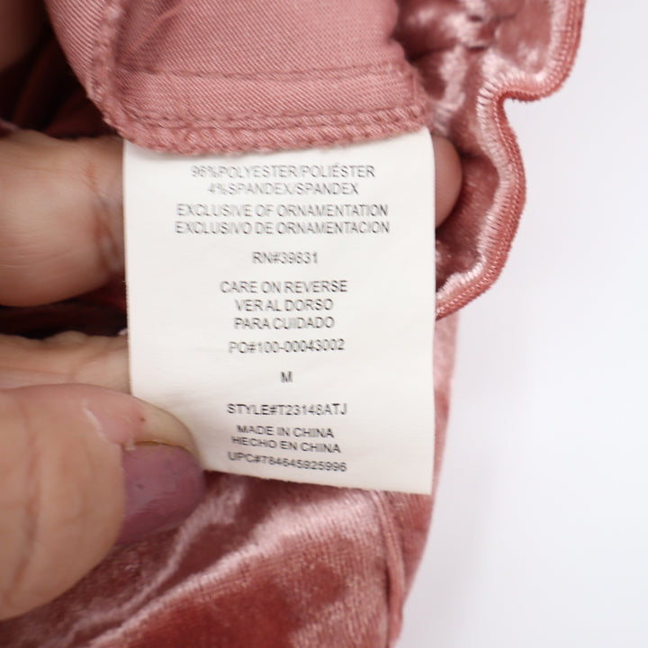 Jolt Womens Pink Crushed Velvet Jogger Pants Elastic Waist Size M