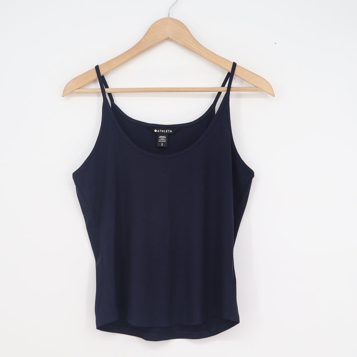 Athleta Navy Blue Ribbed Modal Blend Spaghetti Strap Camisole Tank Top Large