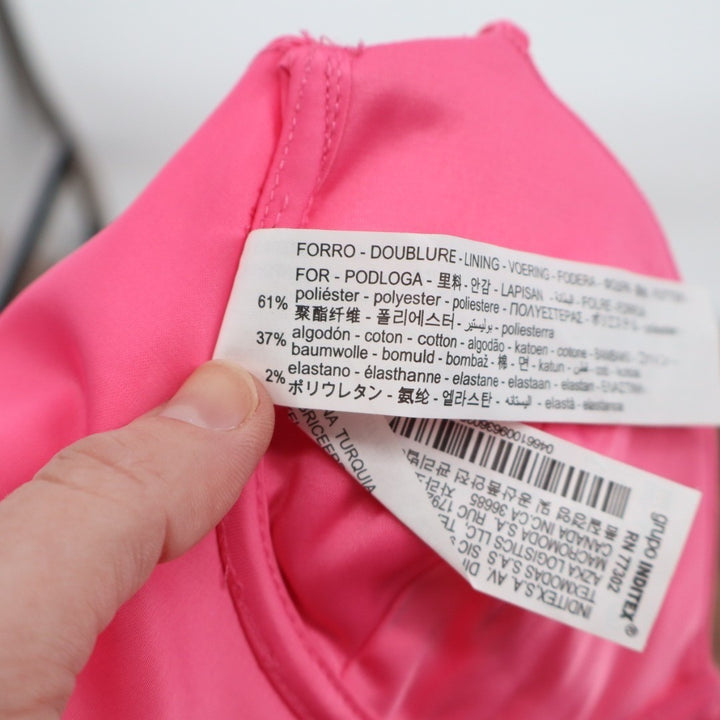 Zara Bra Womens Small Pink Buster Stretch Back Button Underwire Spaghetti Strap