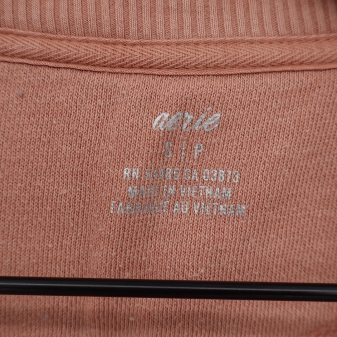 Aerie Oversized Crewneck Sweatshirt Dusty Rose Pink Ribbed Side Panels S