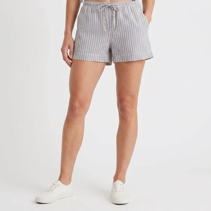 Old Navy Mens Blue Brown Striped Cotton Comfort Waistband Shorts Size M