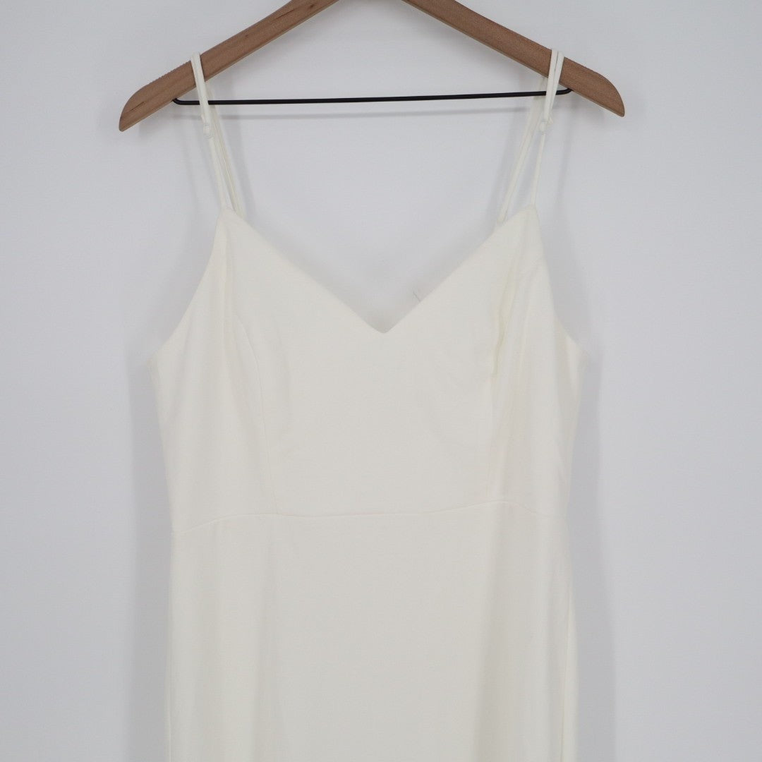 Lulus Feeling of Forever Maxi Dress Womens XL White Back Button Spaghetti Strap