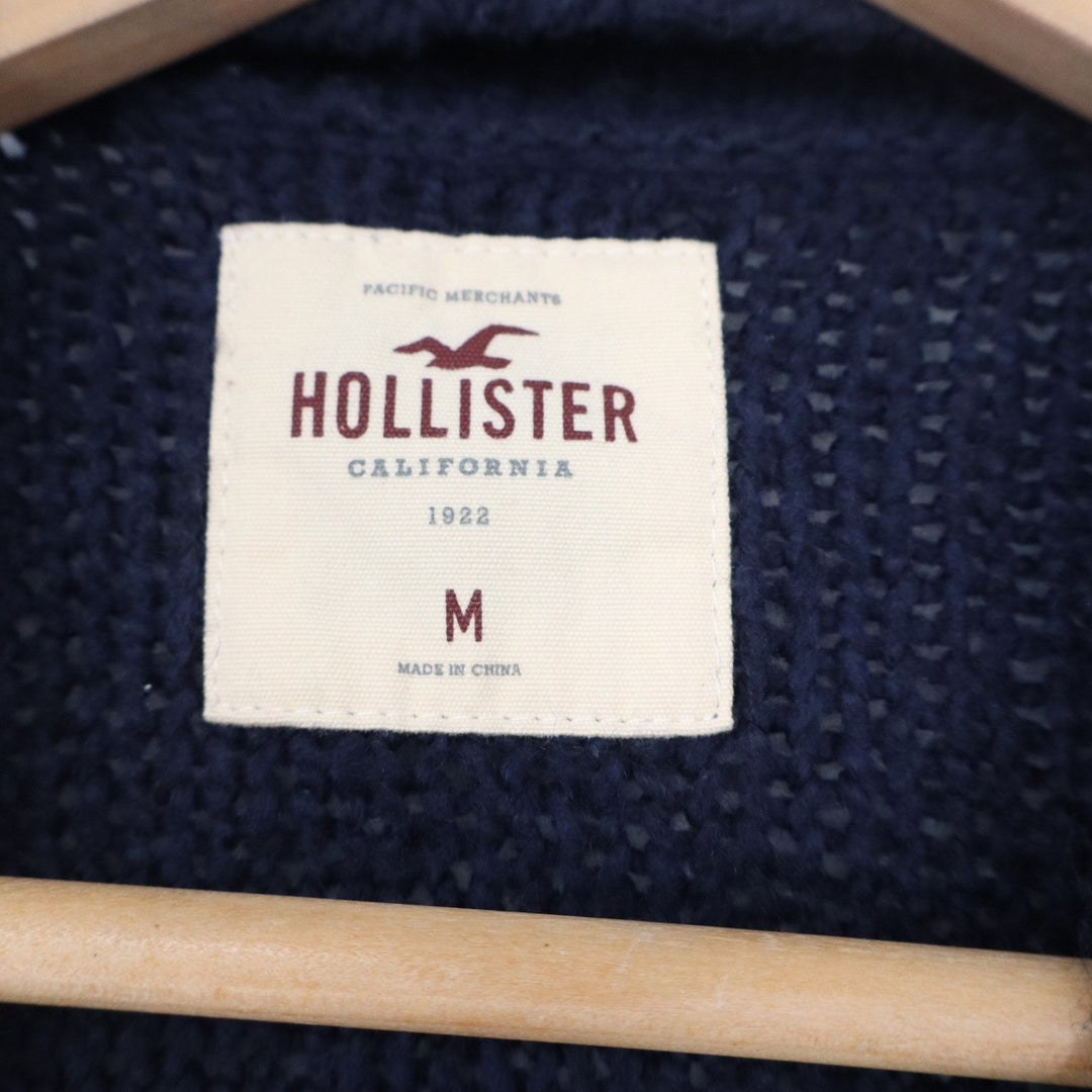 Hollister Womens Navy Blue Textured Chunky Knit Open Front Cardigan Sweater M