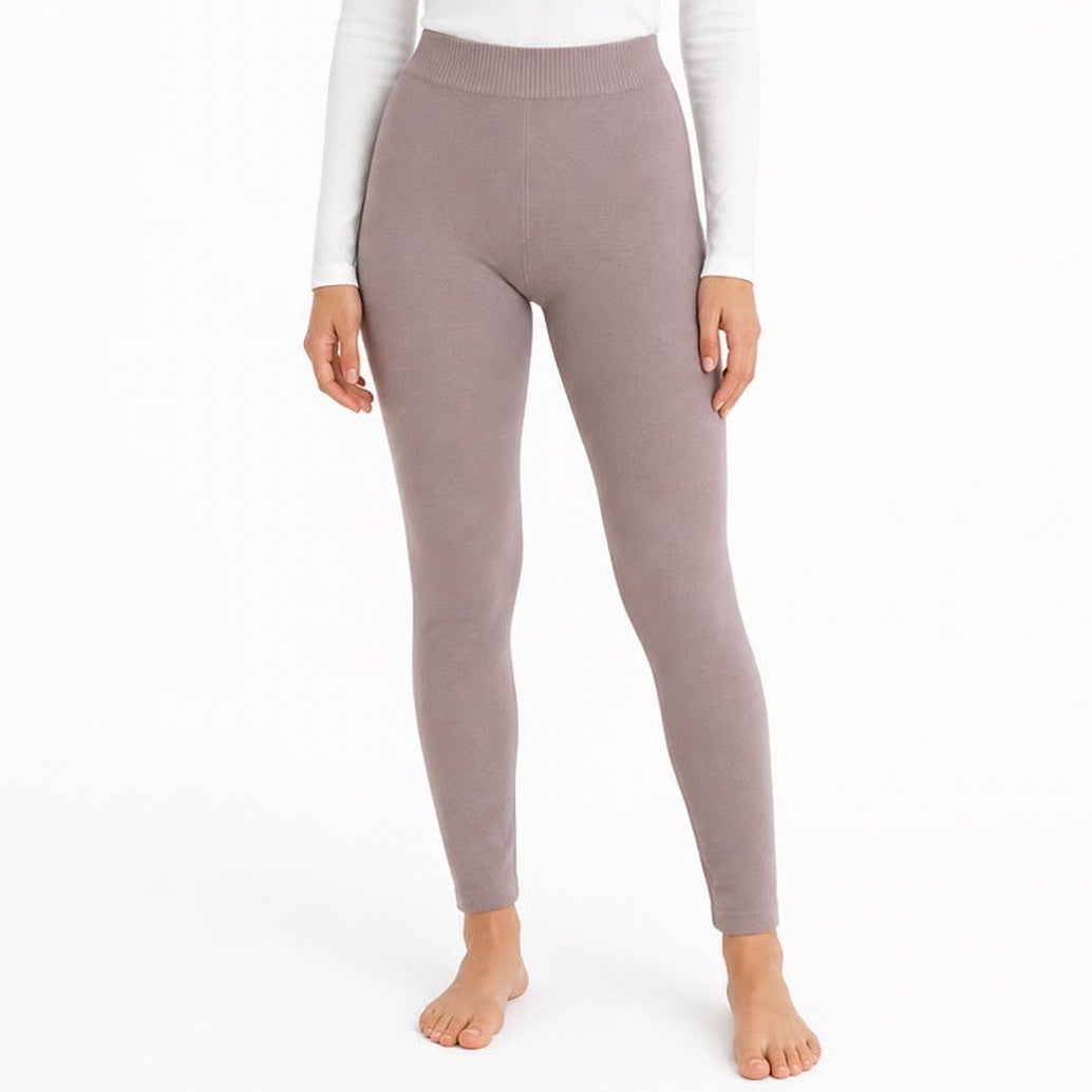 Connection 18 Seamless Leggings Mauve Gray Cotton Blend Ribbed Waist Size M