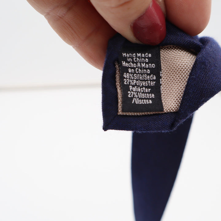 Wembley Necktie Mens OS Classic Navy Blue Solid Silk Blend Hand Made Excellent