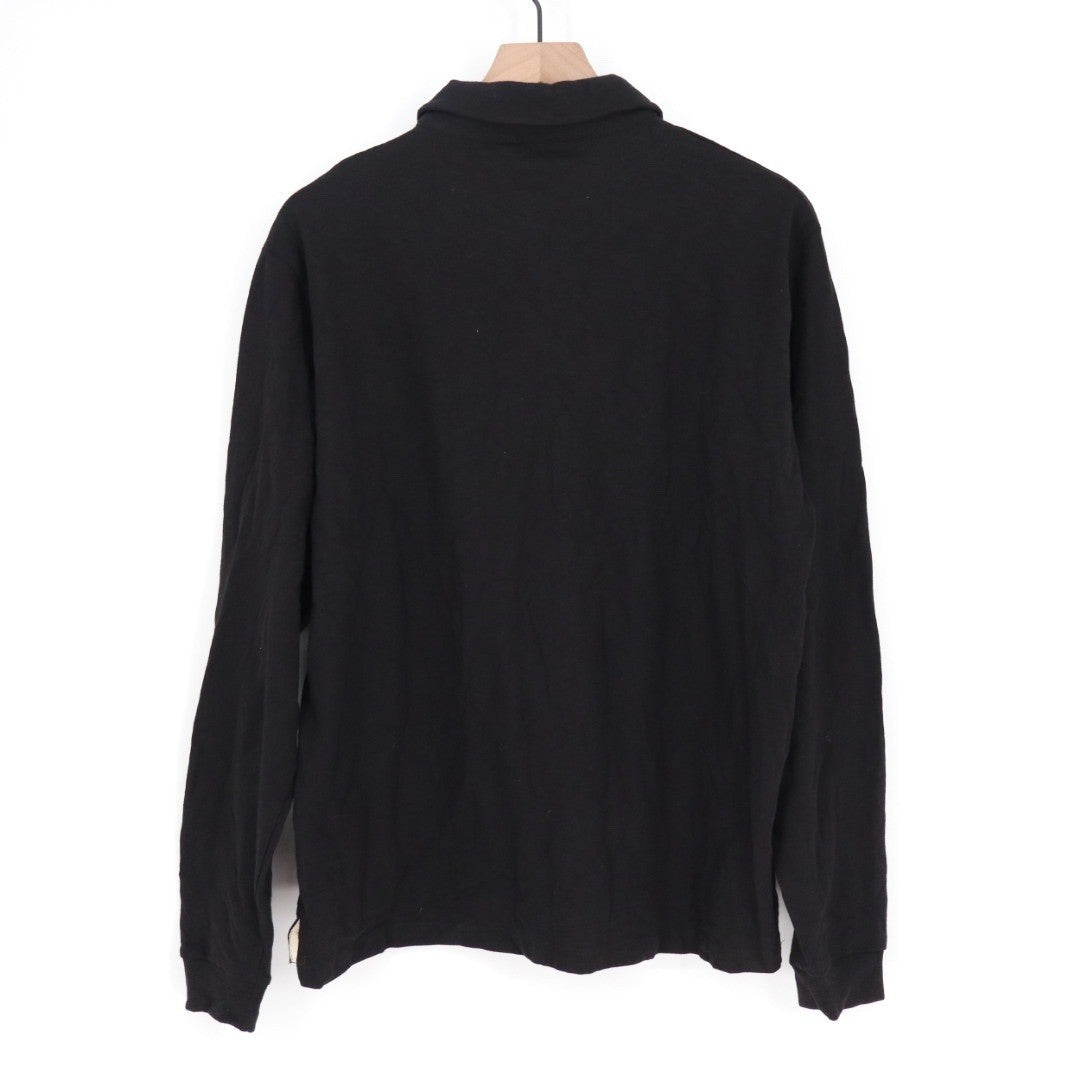 American Giant Long Sleeve Polo Shirt Black Cotton Rugby Style Mens Size M