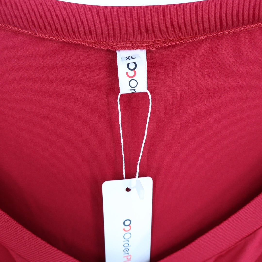 OrderPlus Red Maternity Gown XL Long Sleeve Wrap V-Neck High-Low Maxi Dress