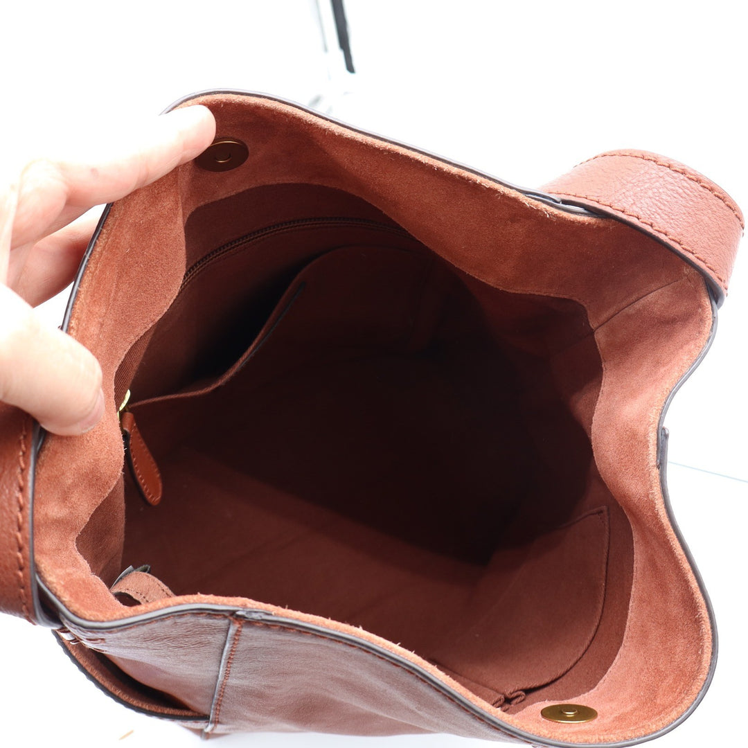 Frye Melissa Hobo Bag Cognac Brown Leather Shoulder Handbag Bucket Tote Large