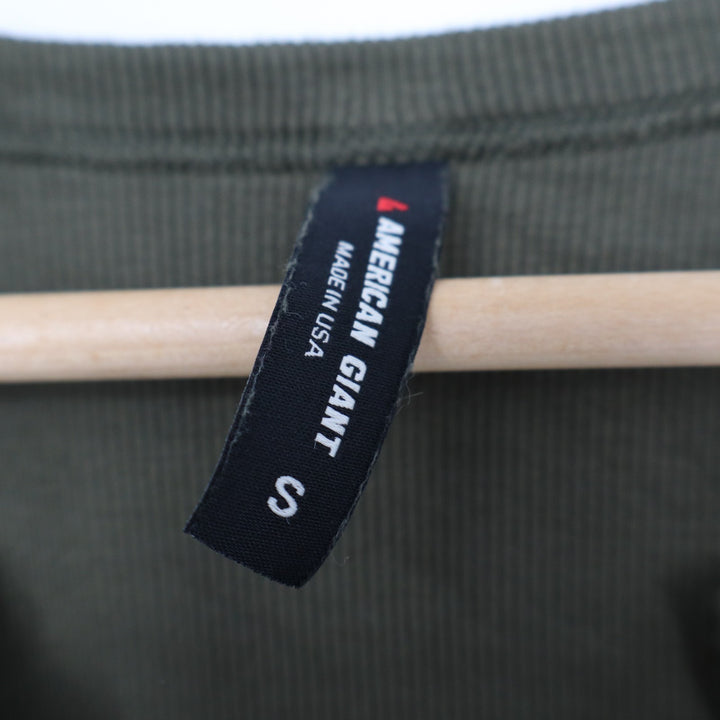 American Giant Luxe Rib Womens Small Olive Green V-Notch Long Sleeve Pullover