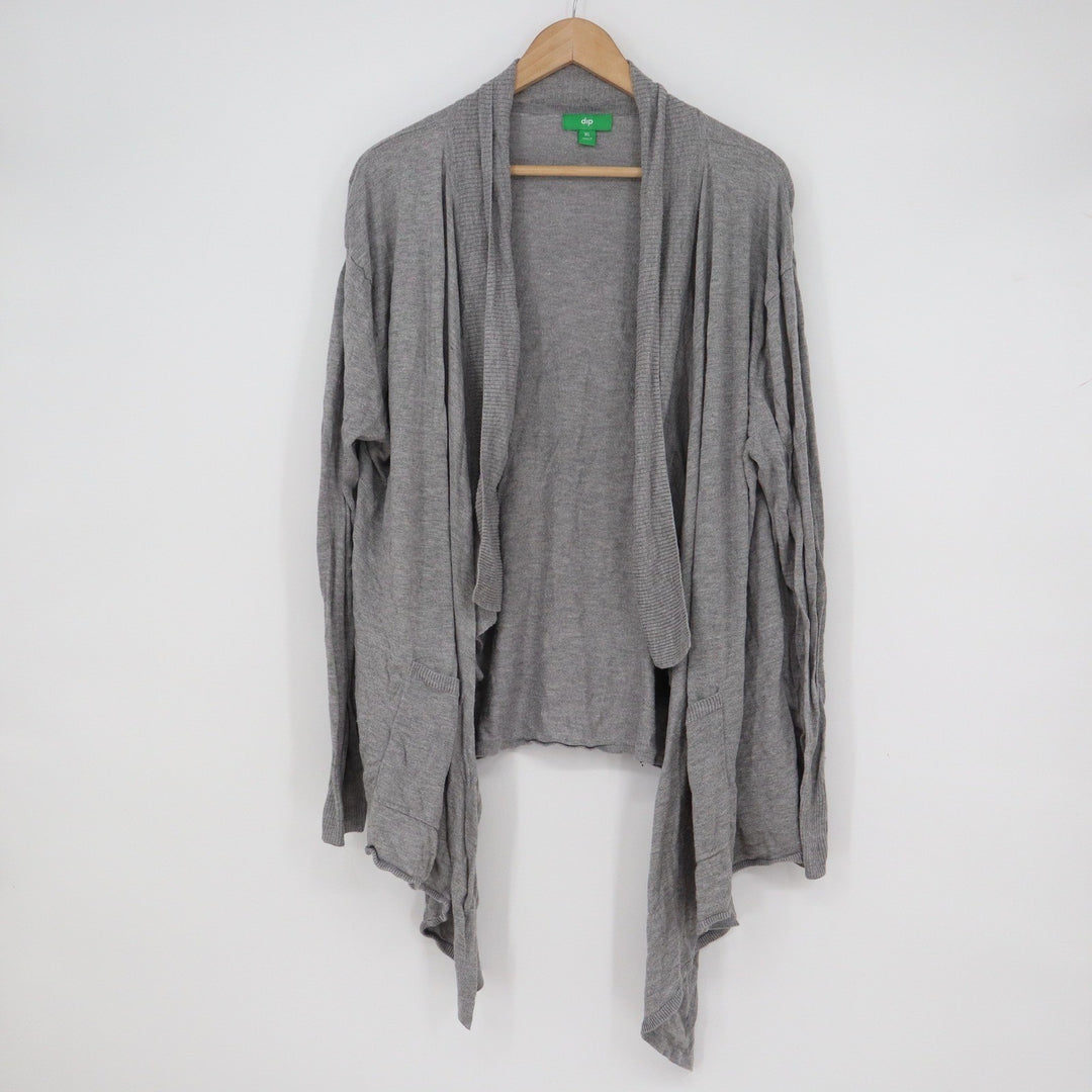Dip Womens Grey Open Front Waterfall Draped Cardigan Sweater XL Modal Blend