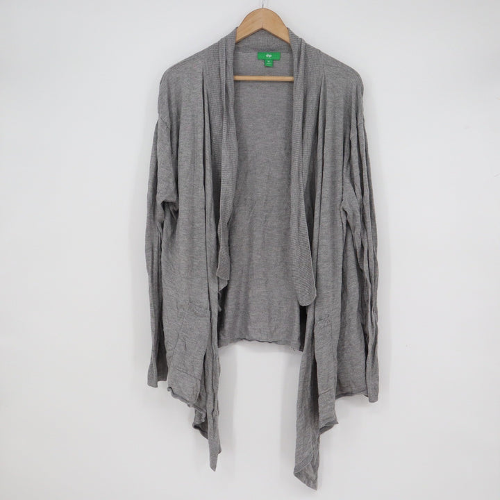 Dip Womens Grey Open Front Waterfall Draped Cardigan Sweater XL Modal Blend