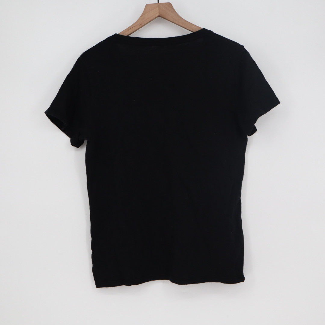 American Giant Womens Black V Neck T Shirt Size L Made in USA Basic Tee