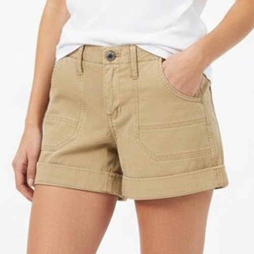 Sanctuary Classic Globe Trotter Shorts Womens 27 Khaki Denim 100% Cotton Cuffed