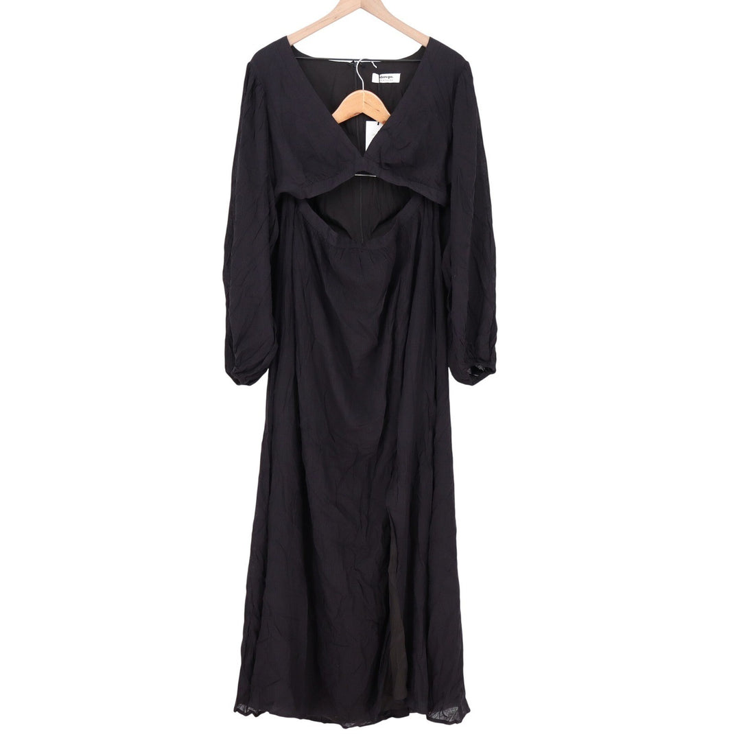 Showpo Paige Side Cut Out Balloon Sleeve Maxi Dress Black US 12 SD22070023