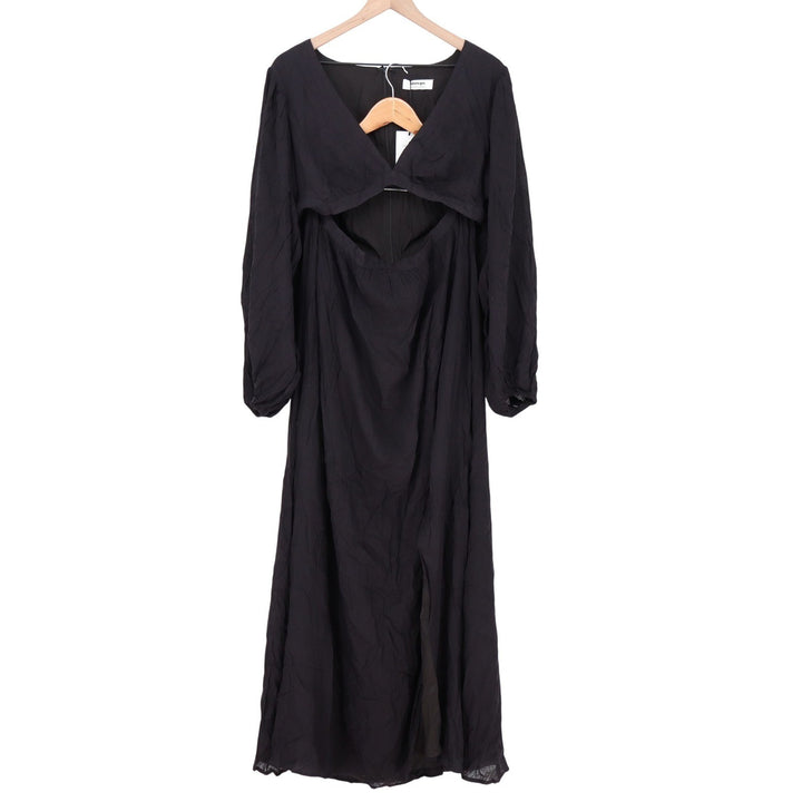 Showpo Paige Side Cut Out Balloon Sleeve Maxi Dress Black US 12 SD22070023