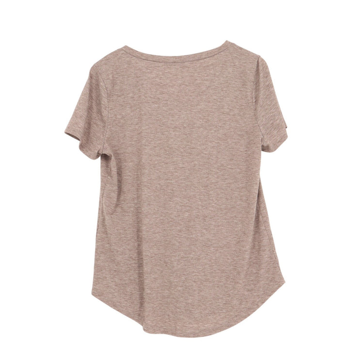 Womens T Shirt Medium Heather Gray V Neck Curved Hem Casual Everyday Wear Top