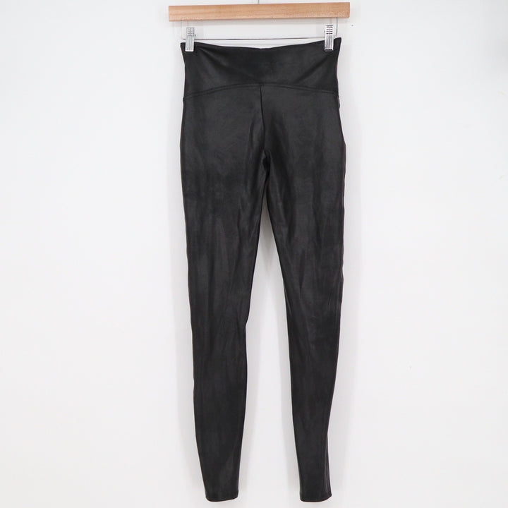 Spanx Faux Leather Leggings Black High Rise Shapewear Pants Size Medium