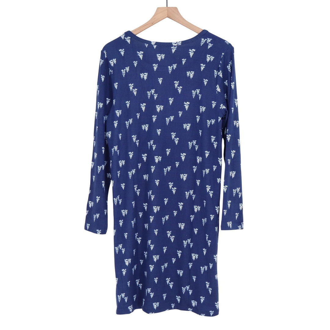 Charter Club Intimates Blue Forest Stroll Print Long Sleeve Nightgown M