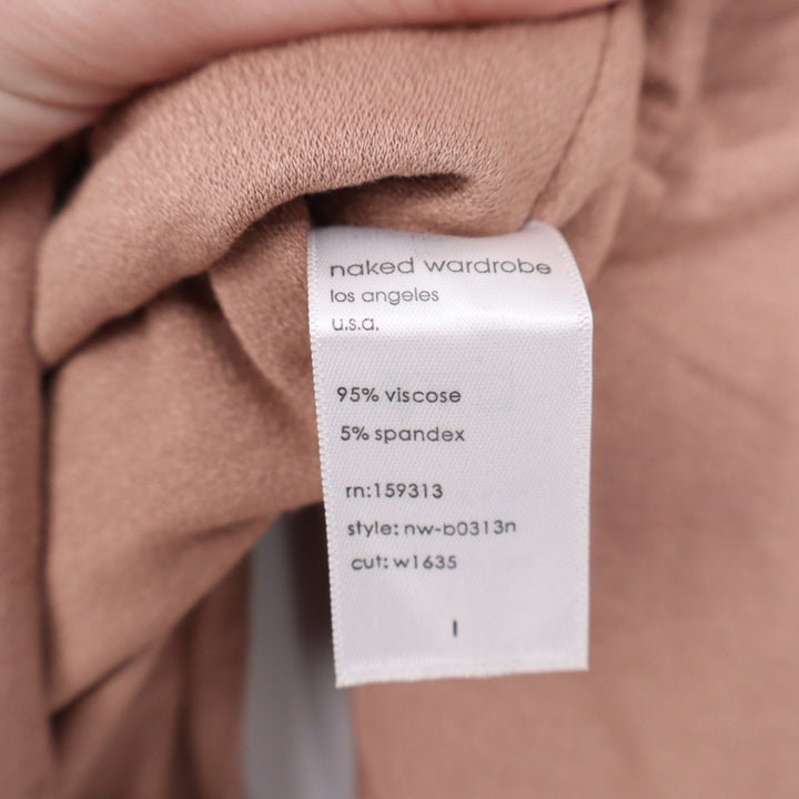 Naked Wardrobe Womens Mauve Brown Turtleneck Long Sleeve Bodysuit L