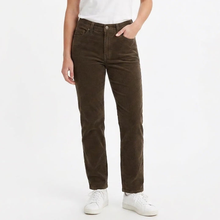 Old Navy OG Straight High Rise Corduroy Pants Olive Green 8 Petite