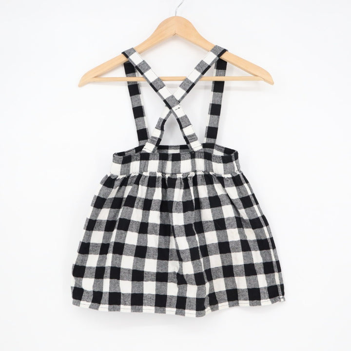 Cat & Jack Overall Dress Toddler 5T Black White Check Cotton Pleated Outdoor