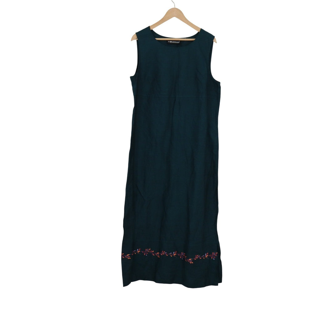 Sag Harbor Dress Womens Forest Green Sleeveless Embroidered Hem Maxi Dress XL