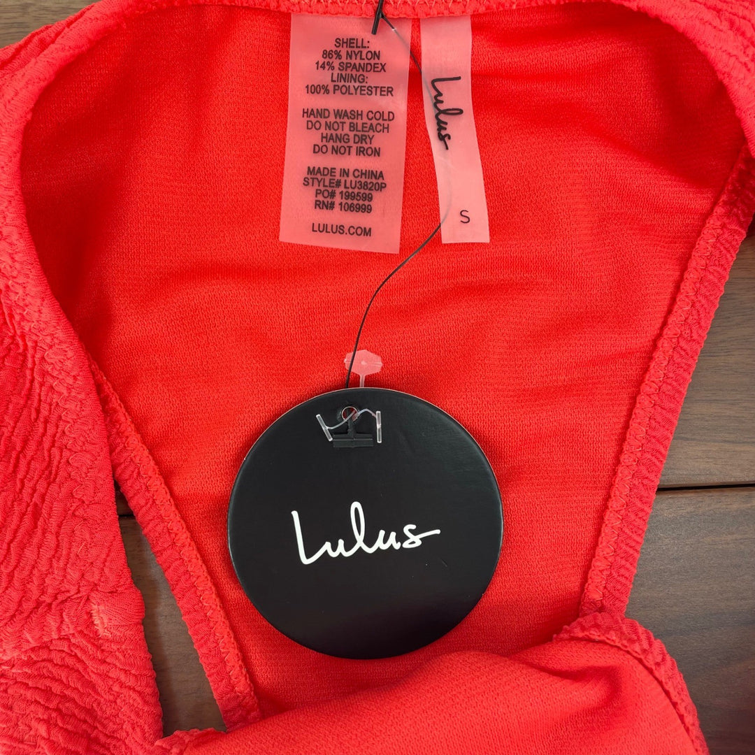 Lulus Coral Textured High Leg Bikini Bottoms Size S