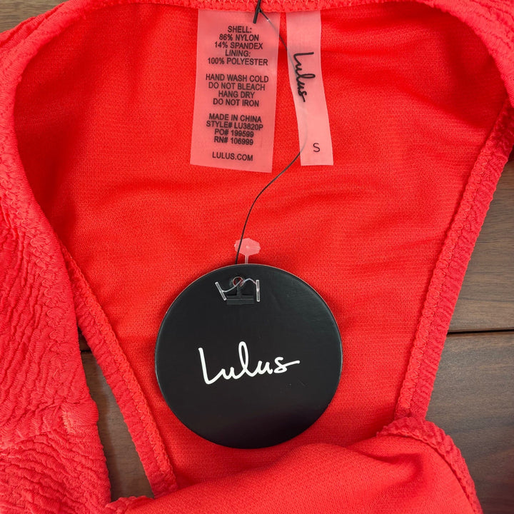 Lulus Coral Textured High Leg Bikini Bottoms Size S