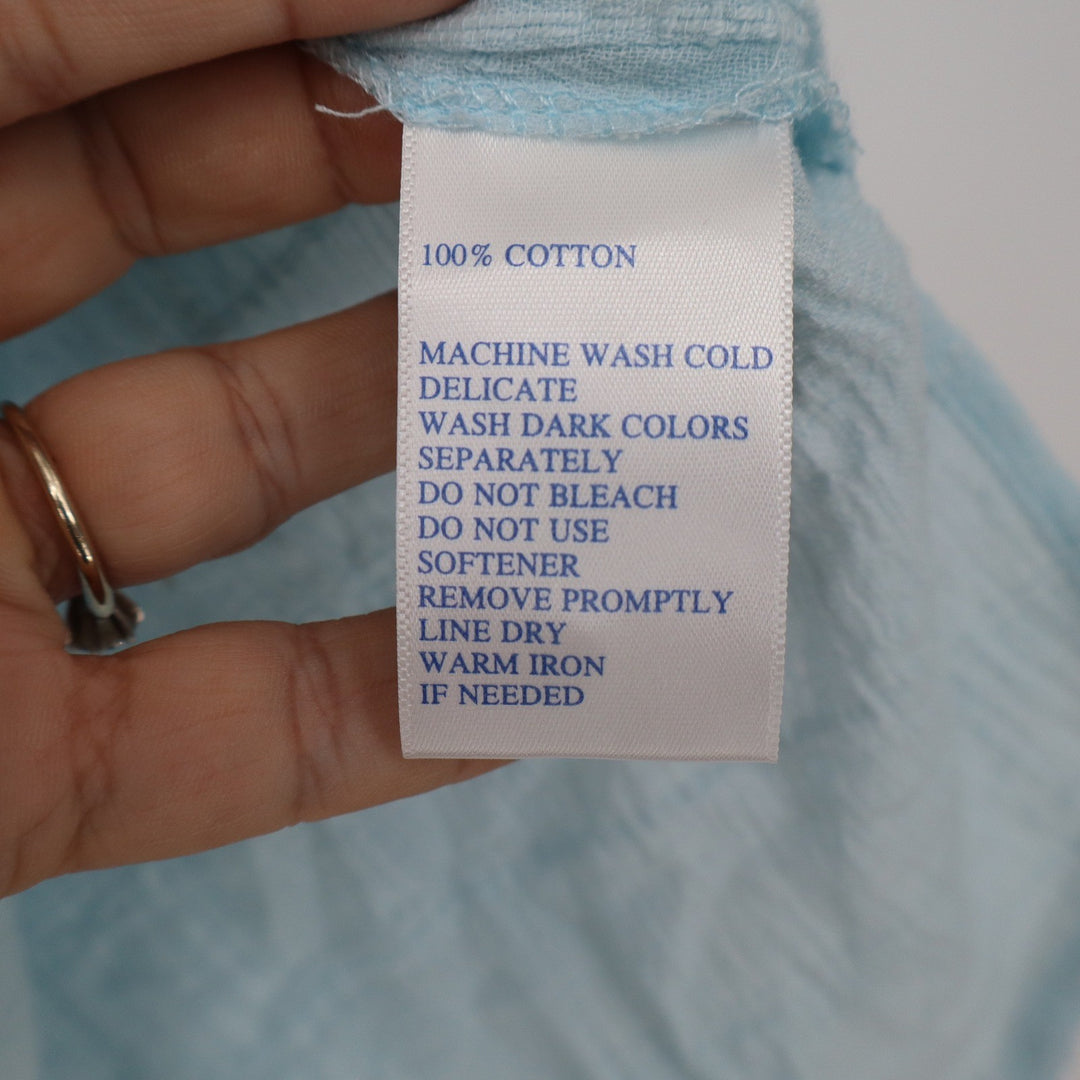 Southern Tide Womens XS Blue Cotton Gauze Lace Up Tunic Roll Tab Sleeve Shirt
