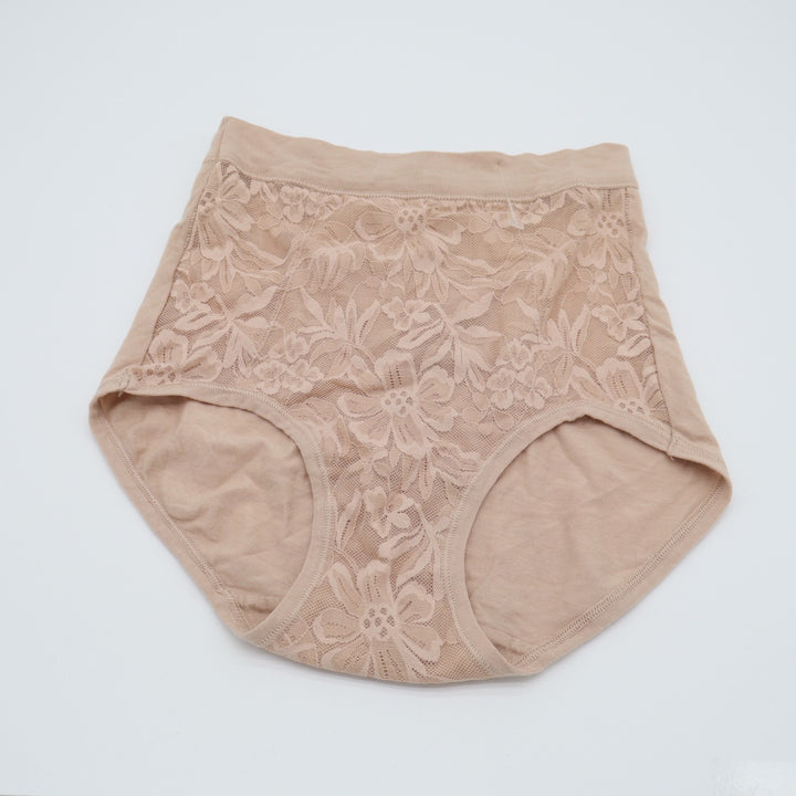Bali Breathe Lace High Rise Brief Underwear Womens Small Almond Floral Stretch