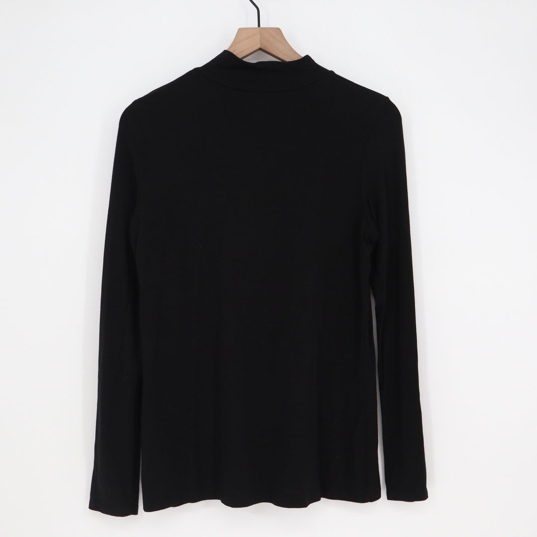 Jones New York Women's Black Mock Neck Long Sleeve Modal Blend Top Size L