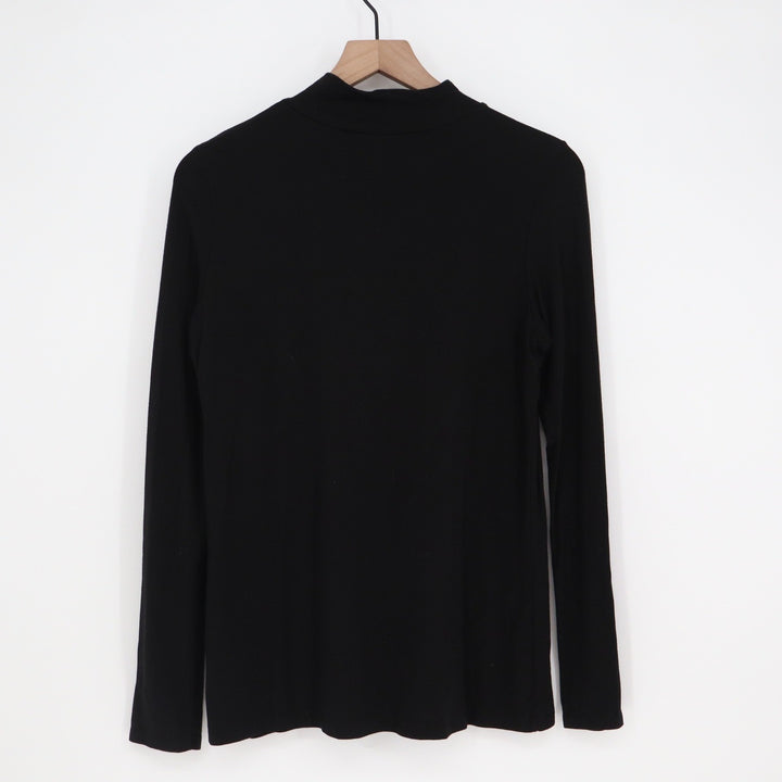 Jones New York Women's Black Mock Neck Long Sleeve Modal Blend Top Size L
