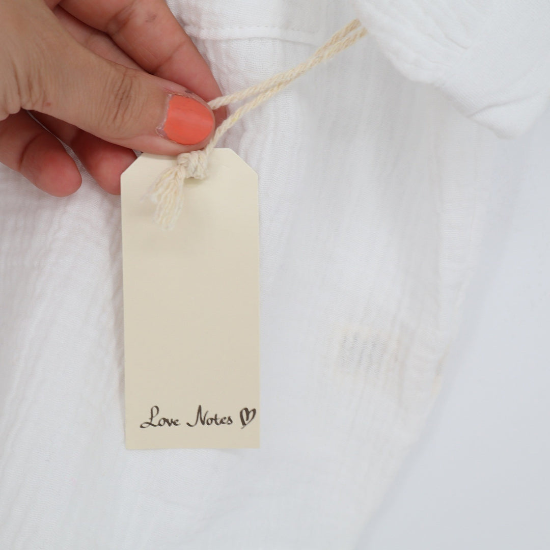 Love Notes White Cotton Gauze Cropped Button Down Shirt Short Sleeve Large