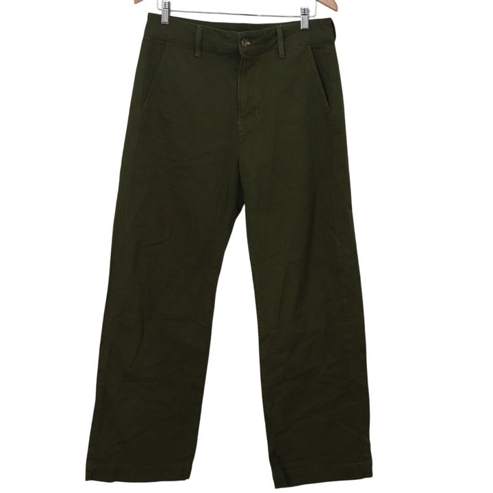 American Giant Chino Pants Womens 8 Olive Green Cotton Stretch Wide Leg Casual