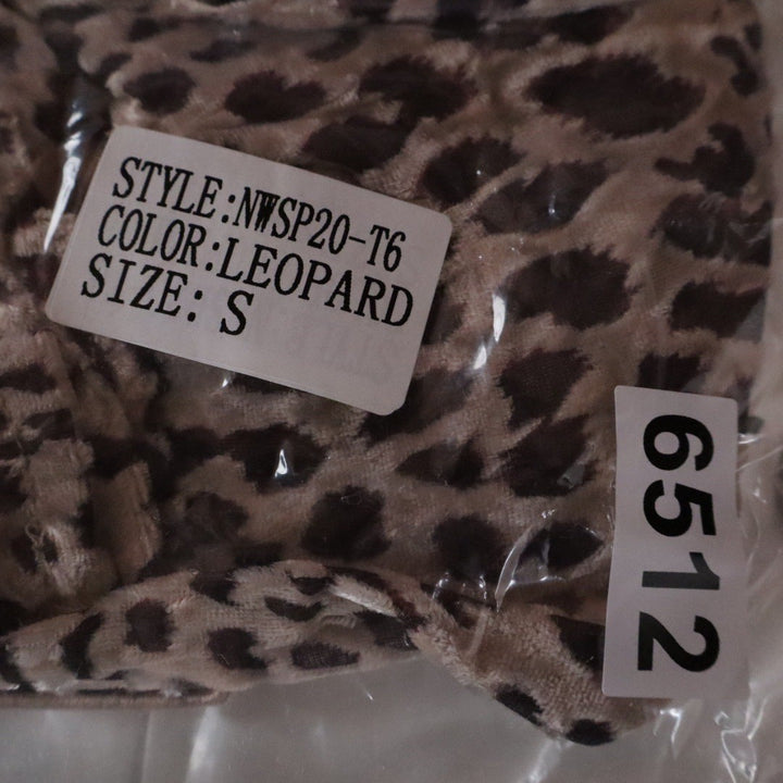 Naked Wardrobe Leopard Print Long Sleeve Crop Top Small Sweetheart Knot
