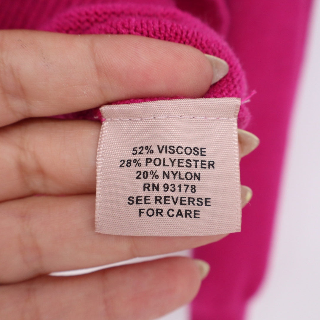 Philosophy Republic Clothing Hot Pink V-Neck Balloon Sleeve Sweater Large