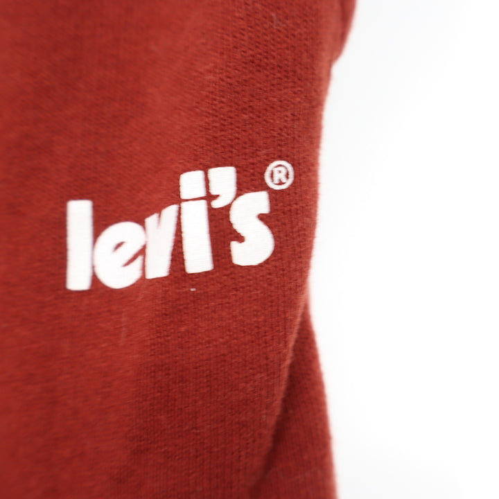 Levis Mens Large Rust Red Jogger Sweatpants Elastic Waist Logo Fleece