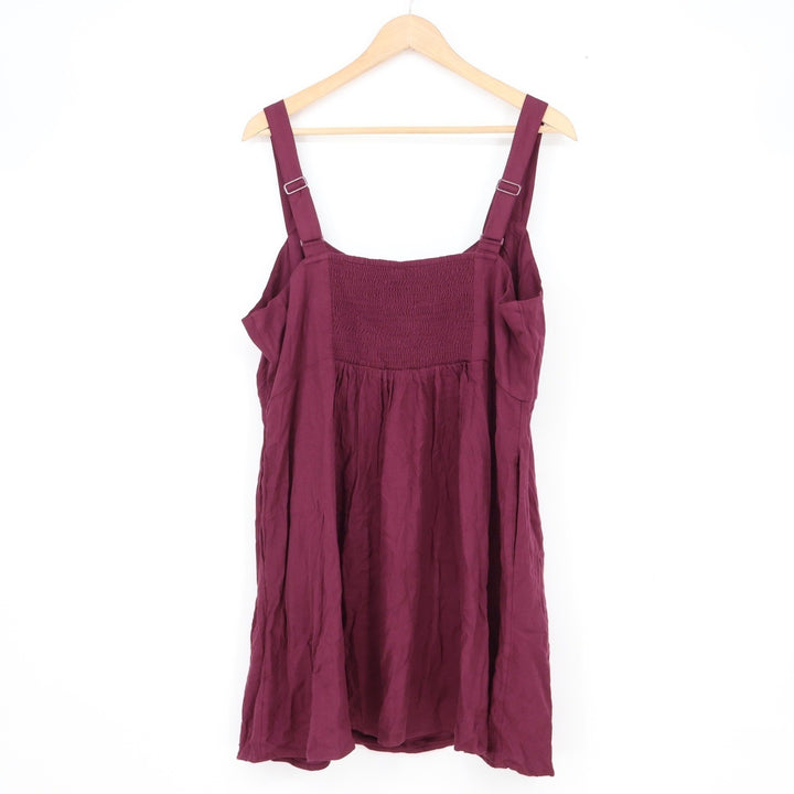 Old Navy Womens XL Petite Burgundy Rayon Smocked Back Cami Mini Dress