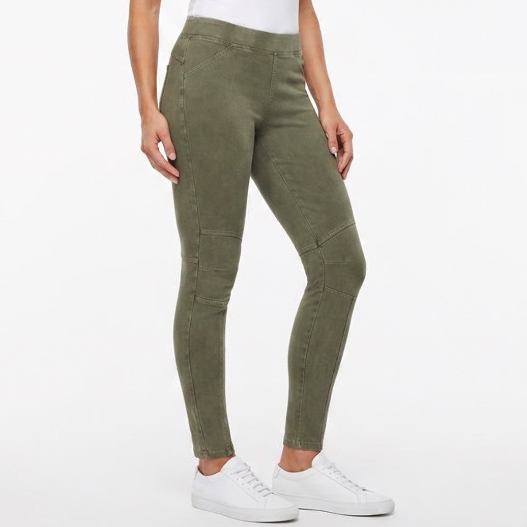 Forever 21 Olive Green Moto Leggings Womens Medium Paneled Utility Slim