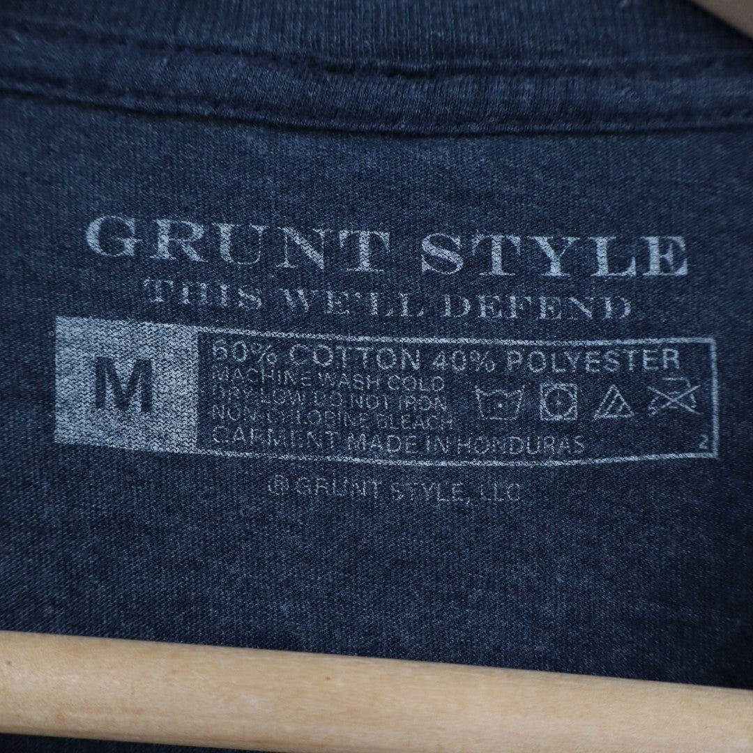 Grunt Style Whiskey Helps T-Shirt Mens Medium Midnight Navy Cotton Crew Neck