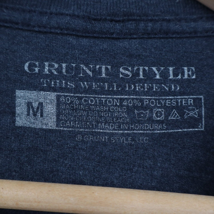 Grunt Style Whiskey Helps T-Shirt Mens Medium Midnight Navy Cotton Crew Neck