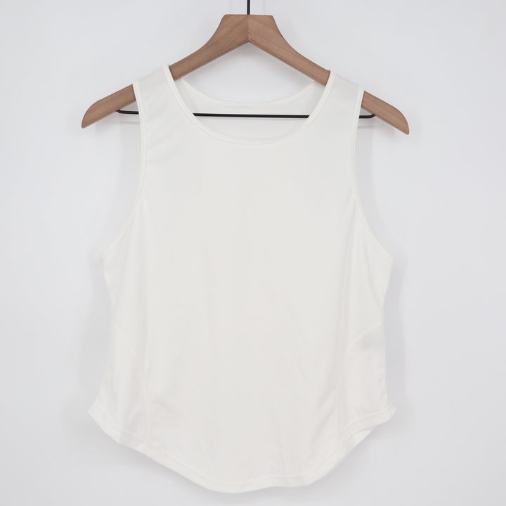 Shein Tank Top Womens Medium White Racerback Curved Hem Round Neck Activewear