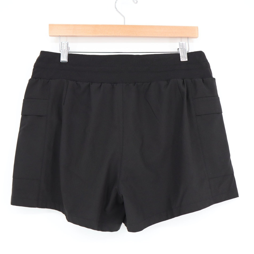 LEG3ND Shorts Womens Medium Black Stretch Mid Rise Side Pockets Drawstring Waist