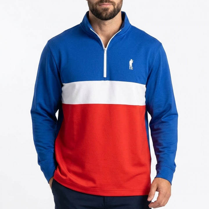 U Suck At Golf Jacket Mens 3XL Multi Colorblock Stretch Quarter Zip Mock Neck