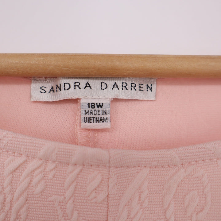 Sandra Darren Dress Womens 18W Fit & Flare Pink Jacquard Sleeveless Excellent