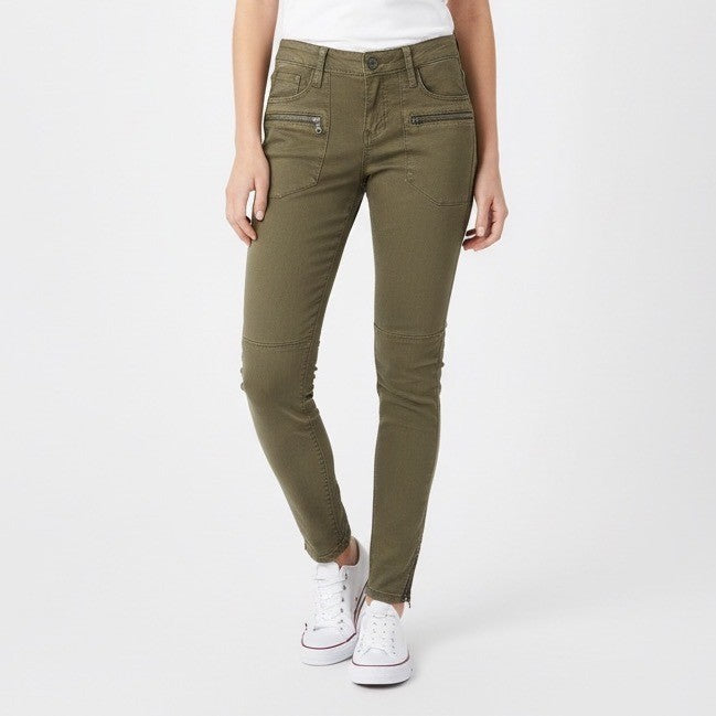 BLANKNYC Olive Green Moto Cargo Pants Size 24 Zipper Pockets Skinny Fit