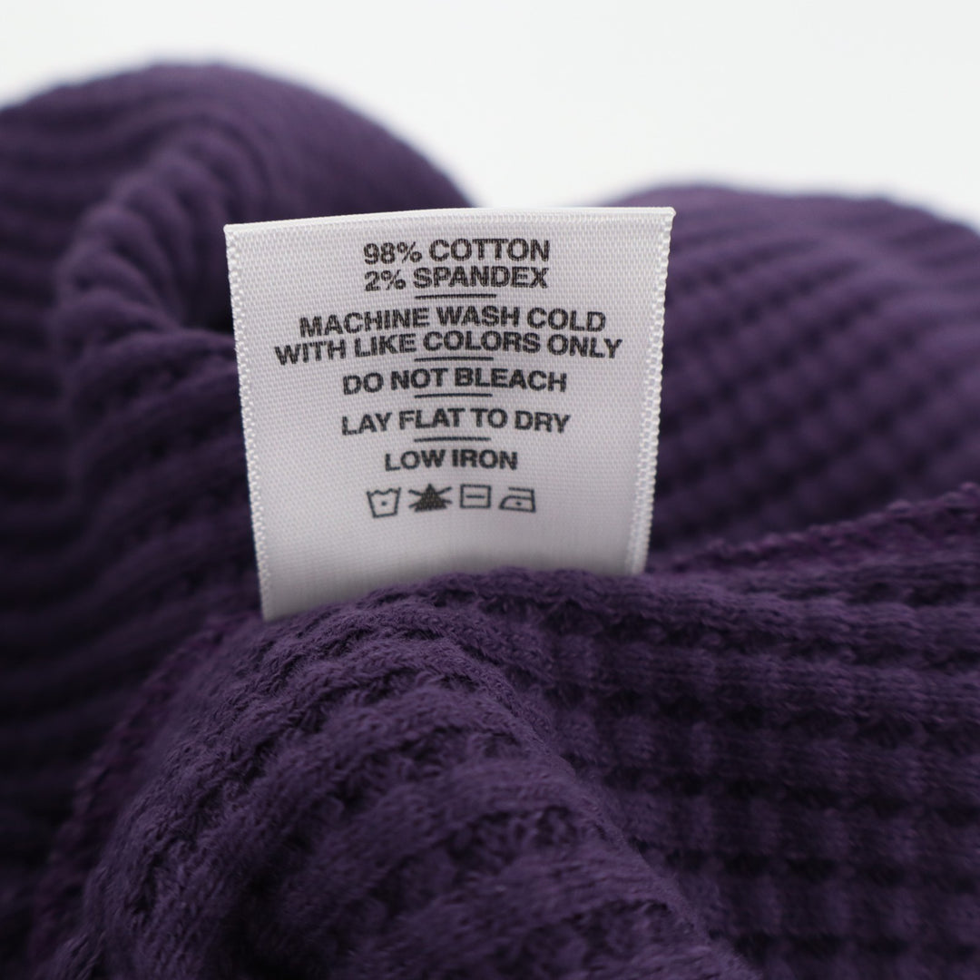 American Giant T-Shirt Mens Large Purple Waffle Knit Cotton Stretch Long Sleeve